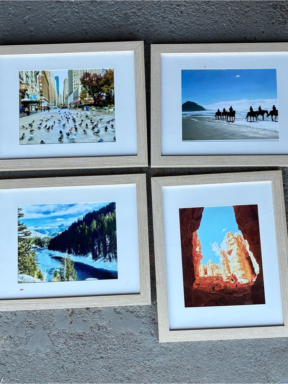 Neutral Wood Frame Wall Art Set - Scenic Landscapes